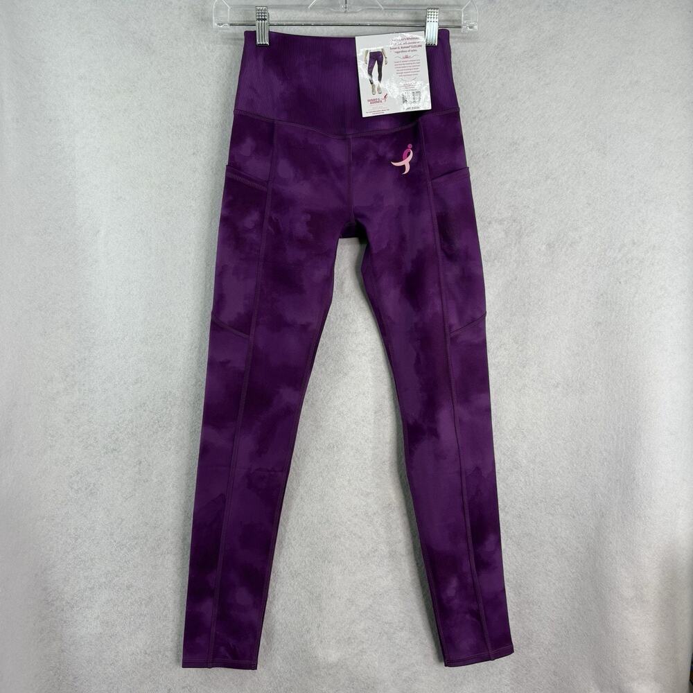 SUSAN G. KOMEN Earth Yoga‎ Women’s Sz S Purple Marbled Leggings NWT Awareness